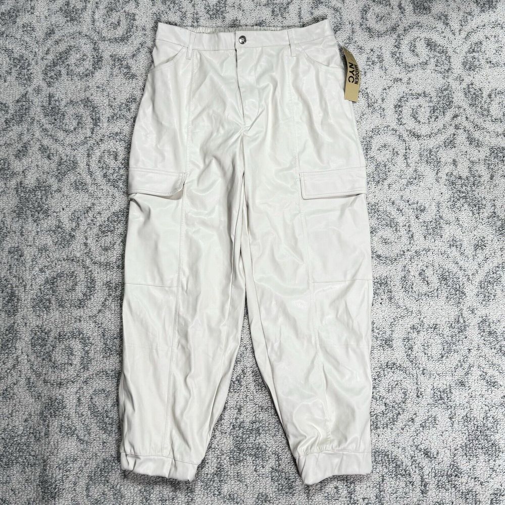 Madden NYC PU Jogger Size XXL (19) Whitecap Gray Stretch Belt Loops Faux Leather
